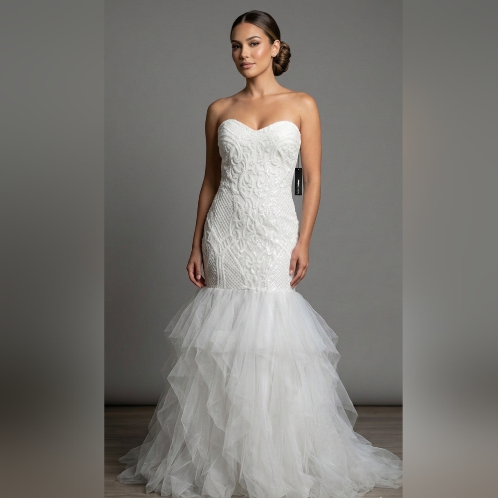 Fashion Nova White Strapless Mermaid Wedding Dress